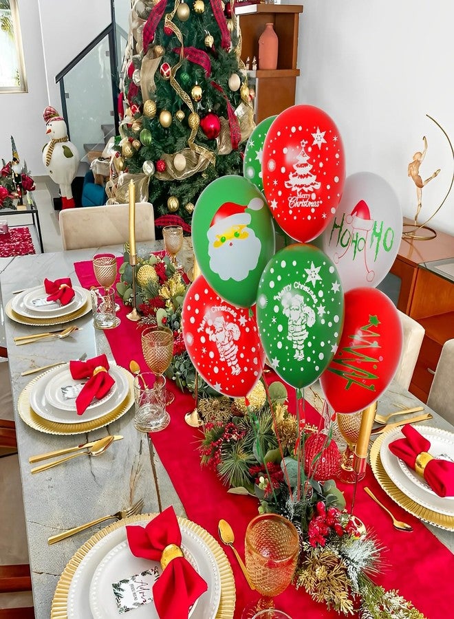 بالونات عيد الميلاد، بالونات خضراء وحمراء مقاس 12 بوصة مع شريط لتزيين حفلات أعياد الميلاد - Image 4